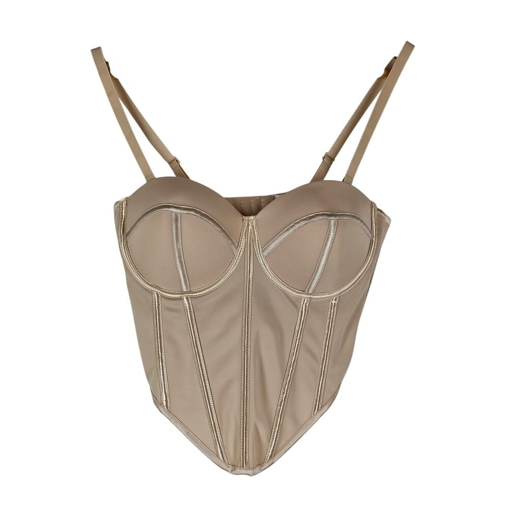 MICAS CURVE WOMEN'S BEIGE NUDE Solid Bustier Corset Top - SIZE X-LARGE (XL)